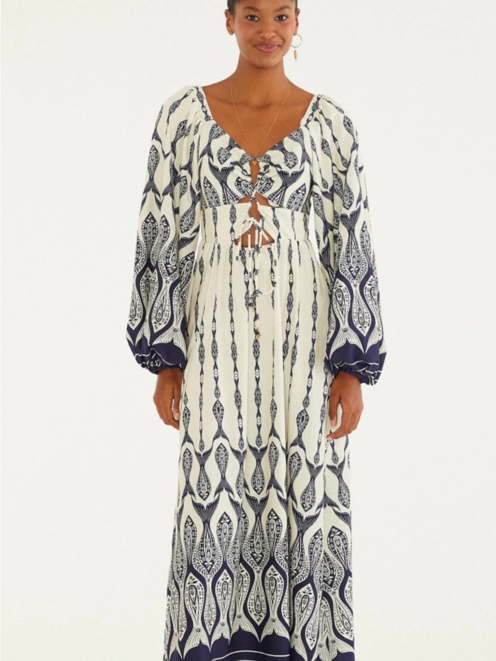 FARM Rio Tropical Sea Tie-Front Printed Dress